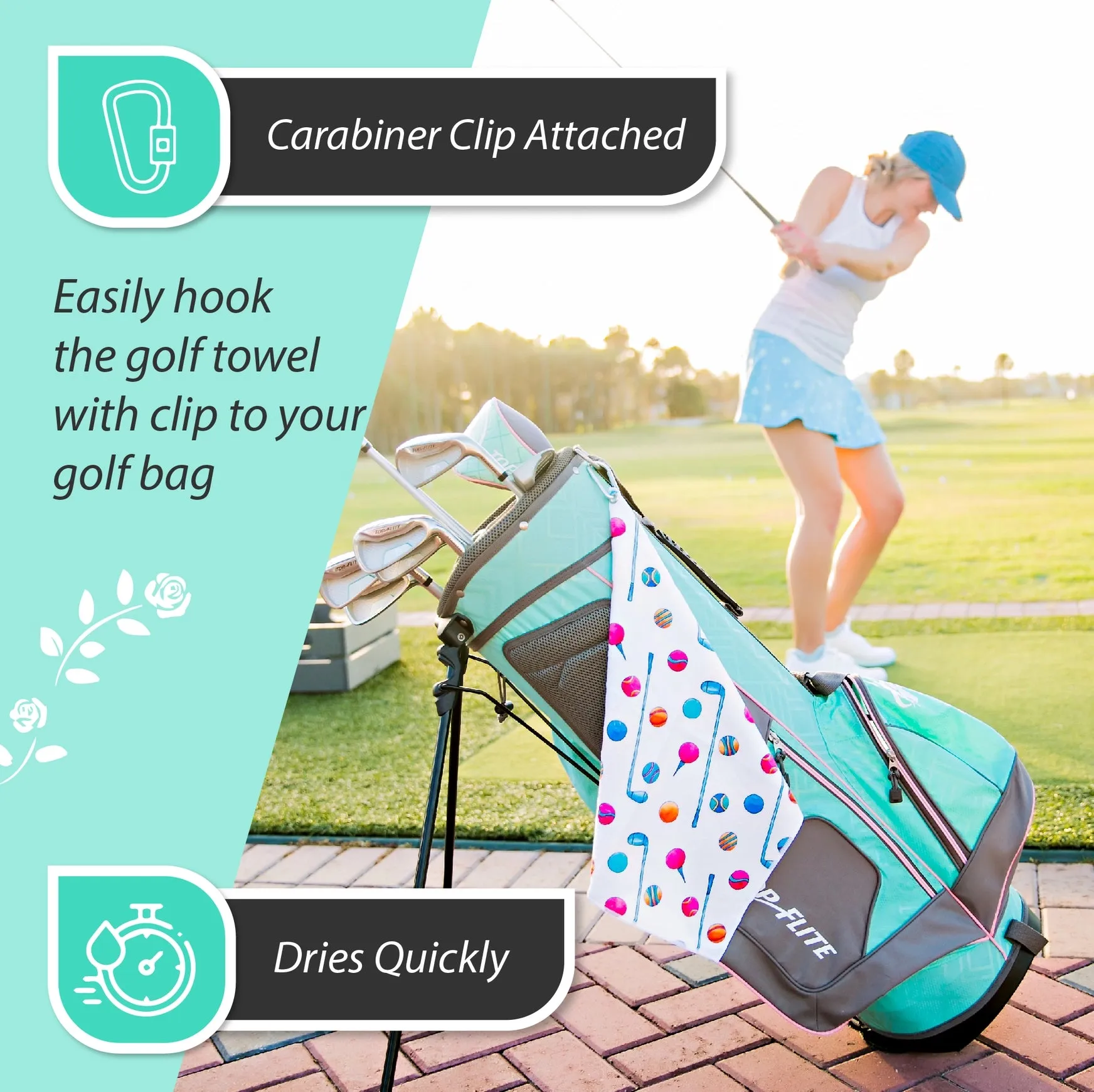 Island Green Golf Towel with Carabiner