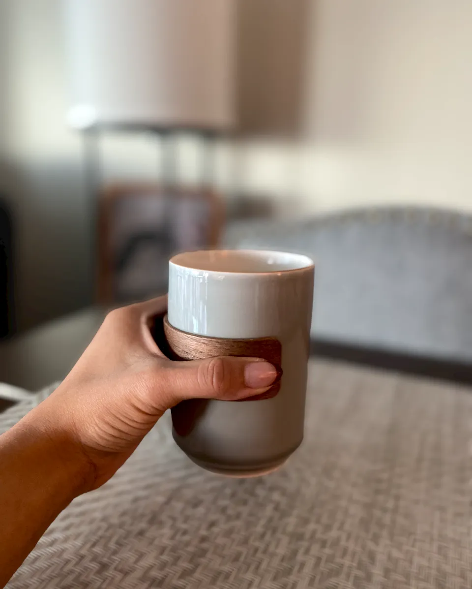 Japanese Large Tea Cup - Grey with Bamboo Sleeve