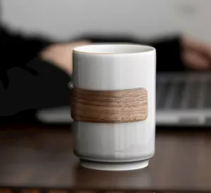 Japanese Large Tea Cup - Grey with Bamboo Sleeve