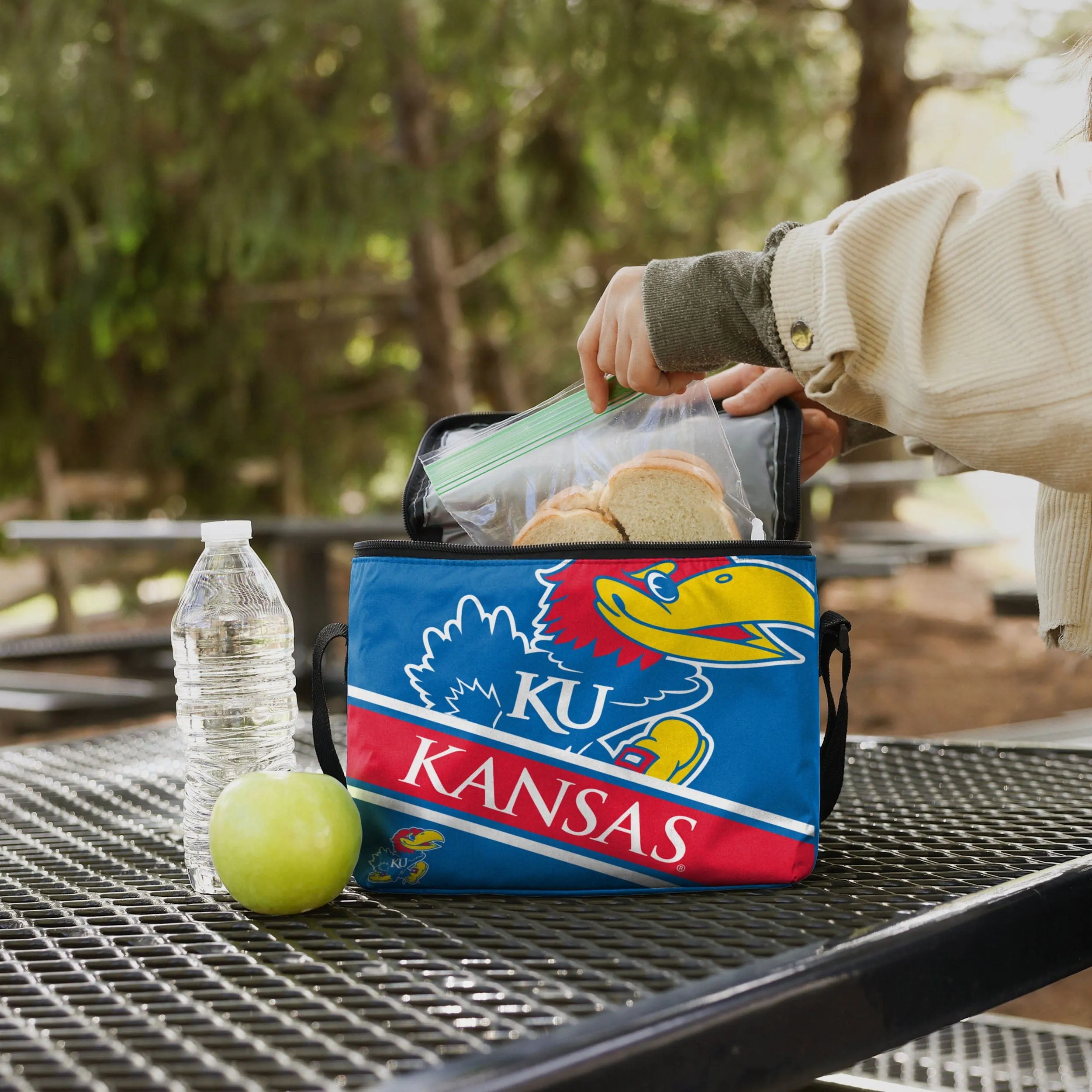 Kansas Jayhawks Big Logo Stripe 6 Pack Cooler
