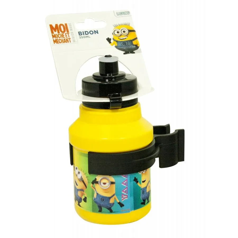 Kids Cycling Bottle Minions 350ml Yellow with Holder