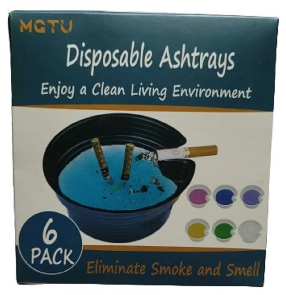 KLIZNIL 6 PCS Ashtrays with Ash Absorbing Balm, Disposable Ashtray with Sand, Small Portative Ash holder for Quickly Extinguish Cigarette, Reduce Ash Raising, Ashtray Outdoor