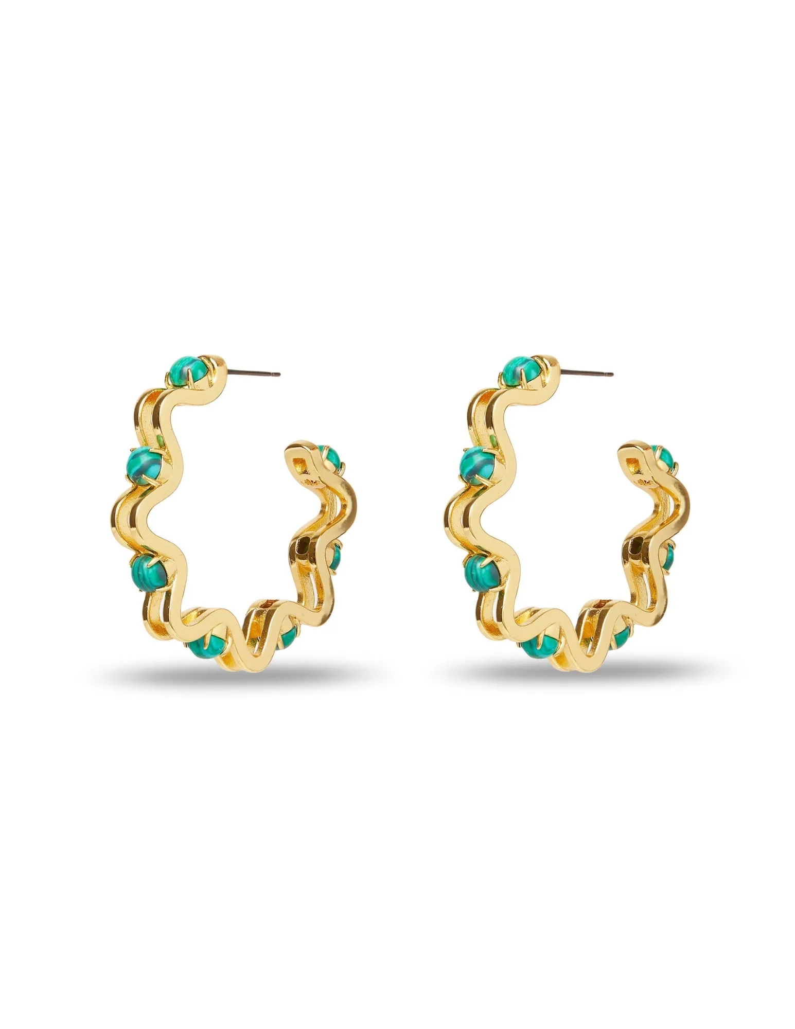 Lele Sadoughi Malachite Caterpillar Hoop Earrings