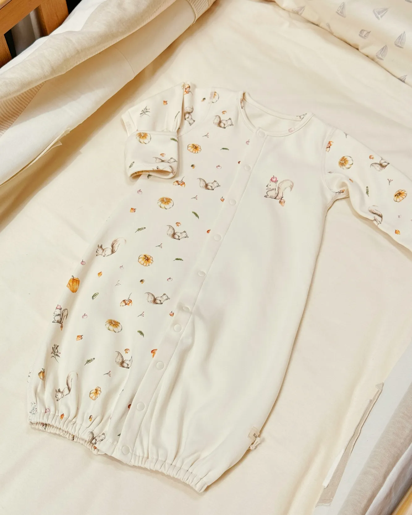 Long-sleeve Convertible Romper - Squirrel Print