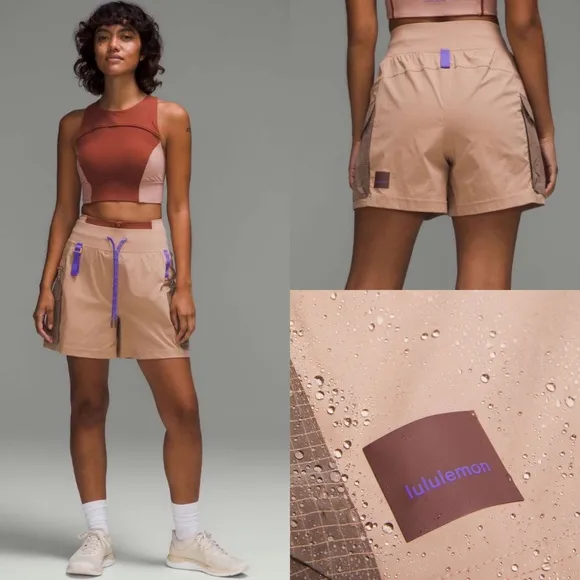 Lululemon Multi-Pocket Cargo High-Rise Hiking Short 5&quot;Pink Clay! EUC