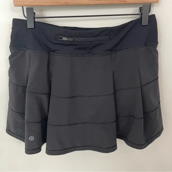 Lululemon Pace Rival Skirt Skort Tall Size 6 4-way Stretch Black Tennis Run. 22