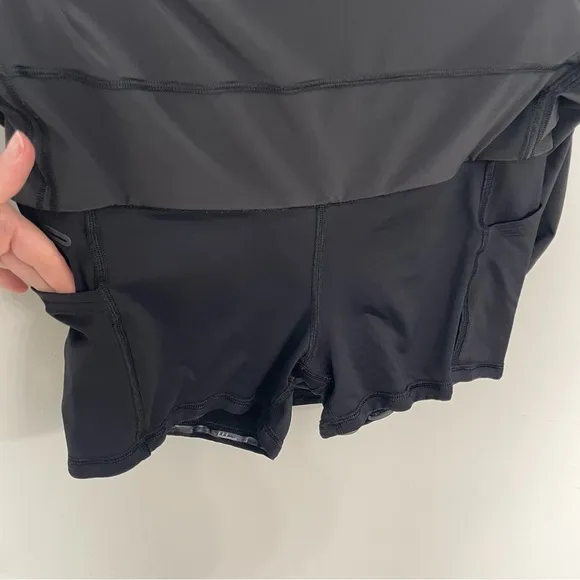 Lululemon Pace Rival Skirt Skort Tall Size 6 4-way Stretch Black Tennis Run. 22