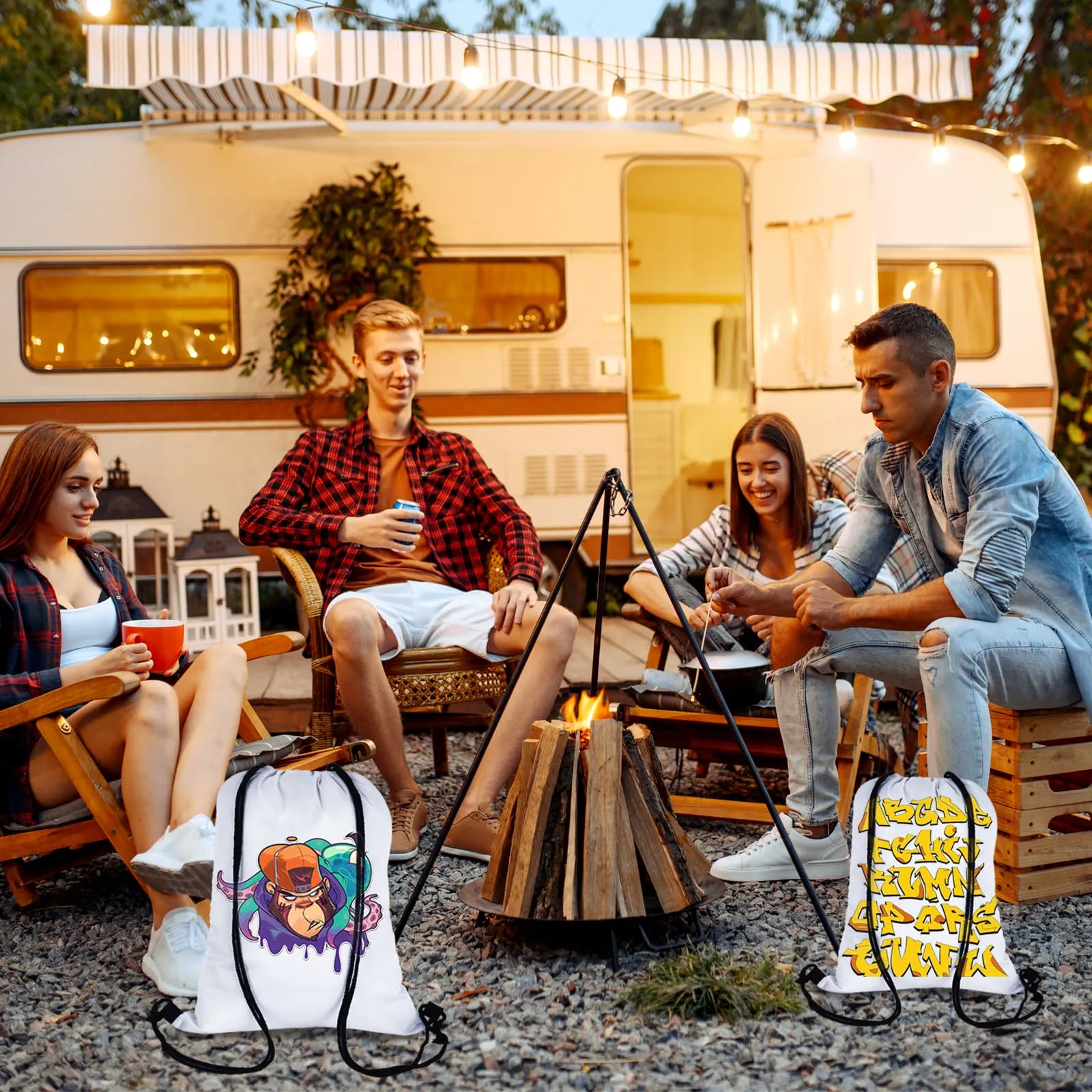MAIKESUB 20 Pieces Sublimation Drawstring Backpack Bags Cinch Sack with String DIY Gym Sports Sackpack Lightweight