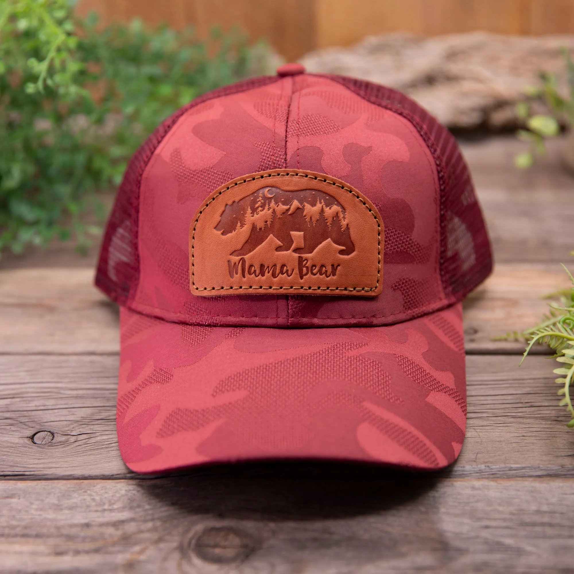 Mama Bear Leather Patch Hat