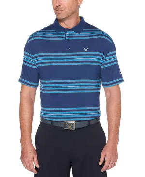 Mens Cooling Regimental Space Dye Stripe Polo with Chevron
