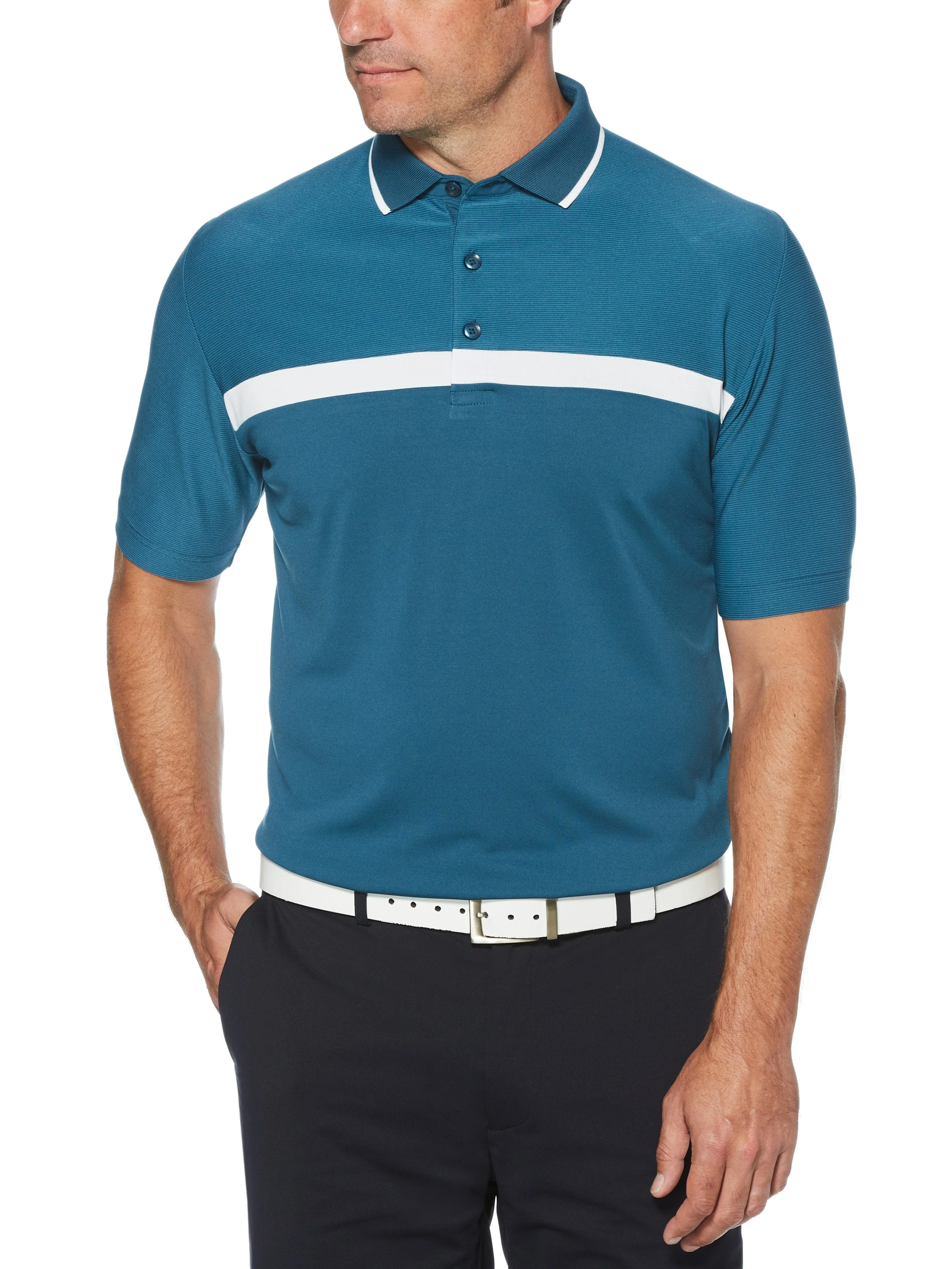 Mens Swing Tech™ Fine Line Color Block Polo