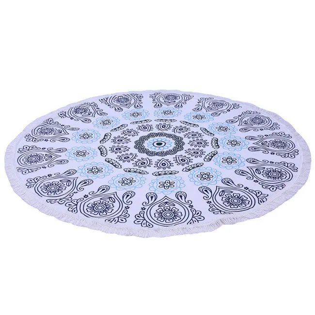 Microfiber Round Beach Towel 150cm Bath Towels Tassel Geometric Print Summer Women Sandy swimming Sunbath Baby Blanket covers up