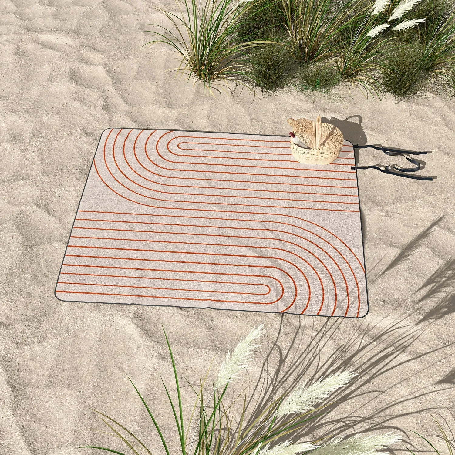 Minimal Line Curvature Coral 2 Picnic Blanket