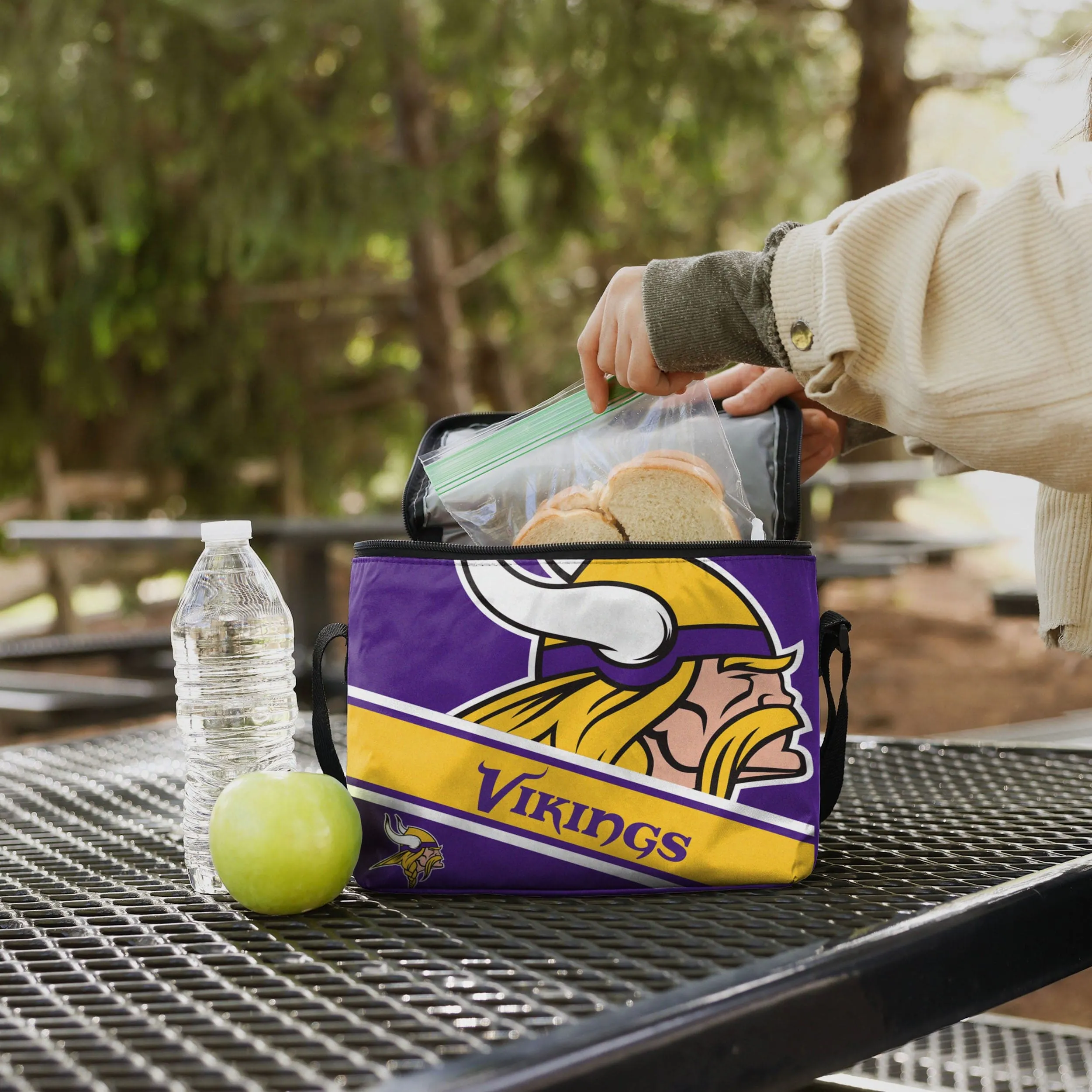 Minnesota Vikings Exclusive Big Logo Stripe 6 Pack Cooler