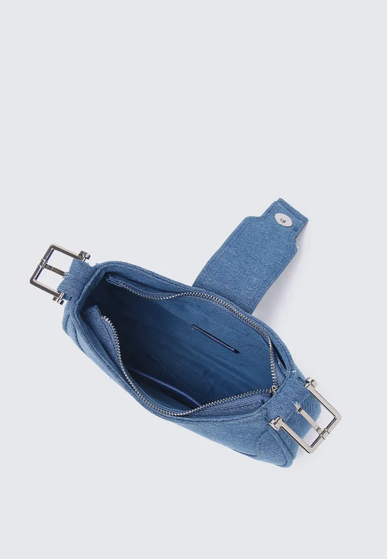 Miriam.J Belted Shoulder Bag (Steel Blue)
