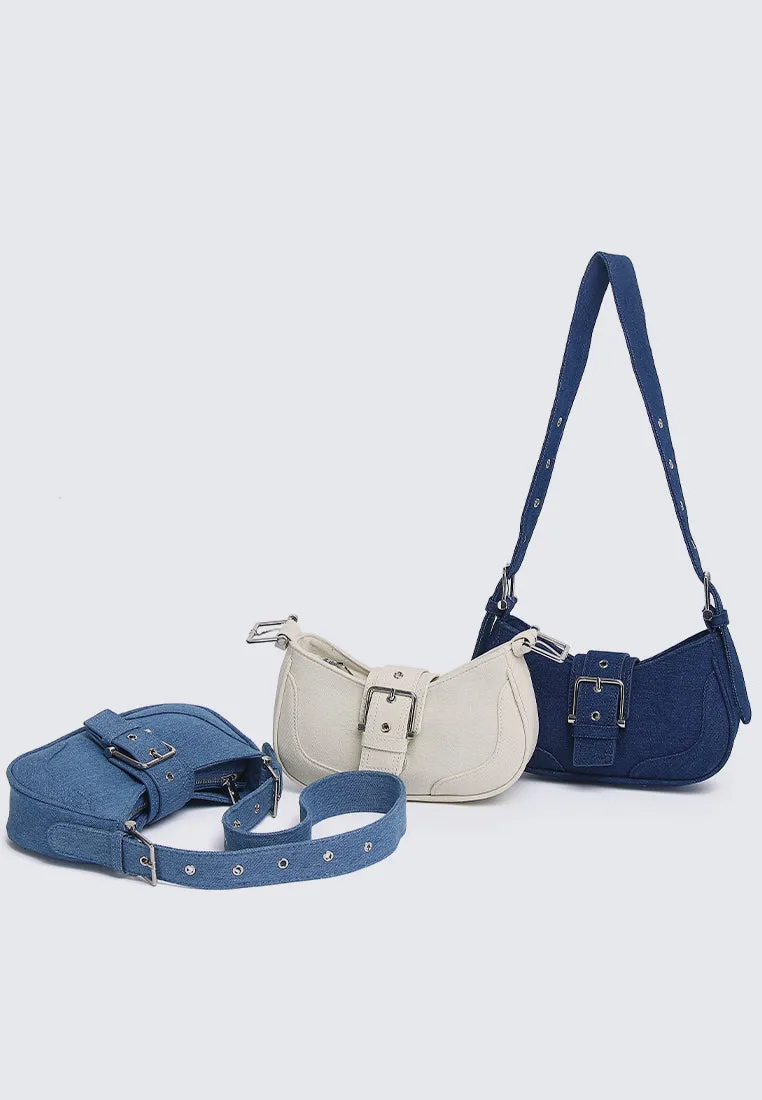 Miriam.J Belted Shoulder Bag (Steel Blue)