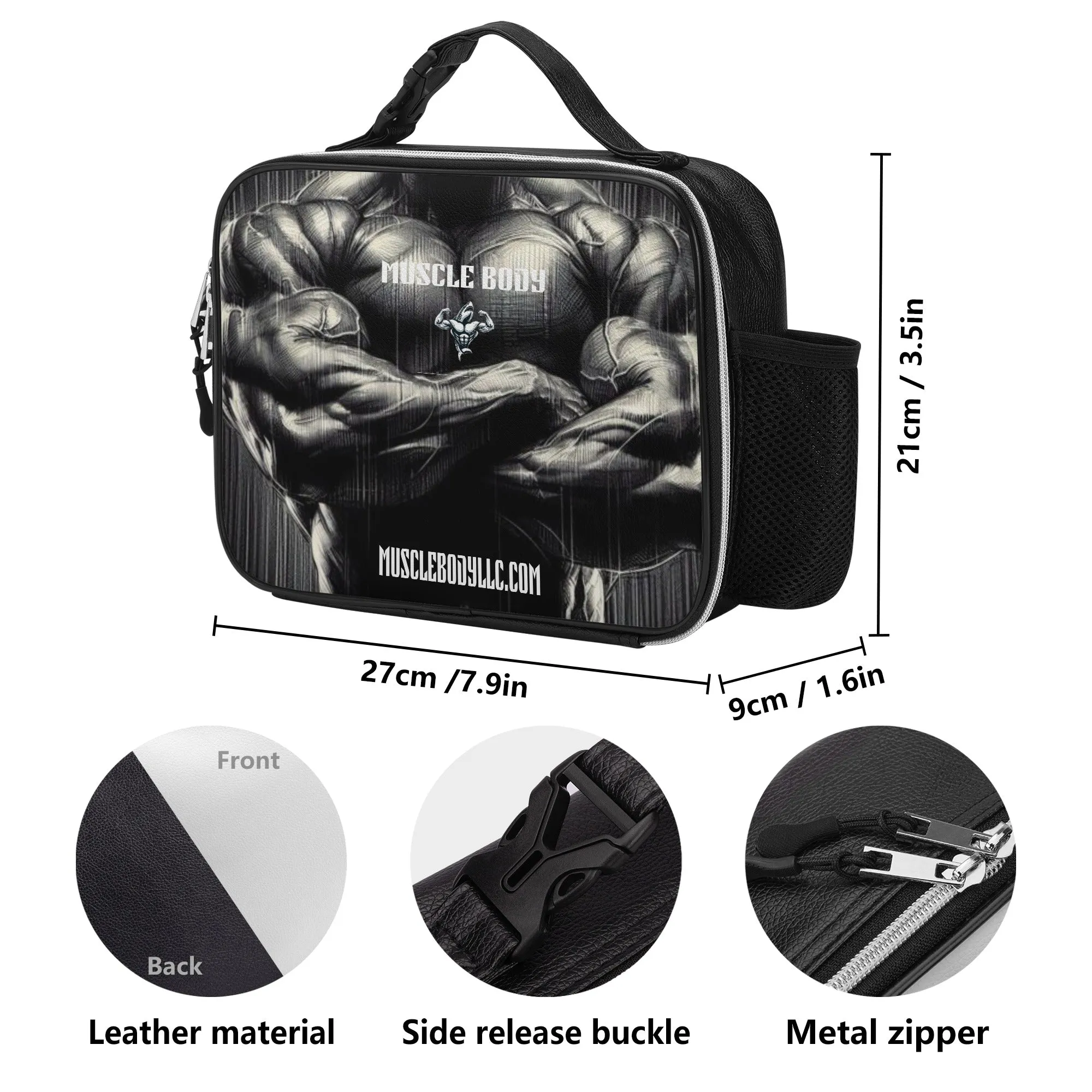 Muscle Body Detachable Leather Lunch Bag