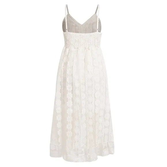 New Boho White Lace Beach Wedding Party Dress