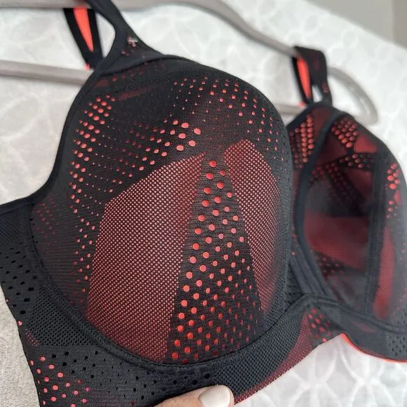 NEW Panache Sports Bra 34FF Power Black Coral Convertible Underwire High Impact