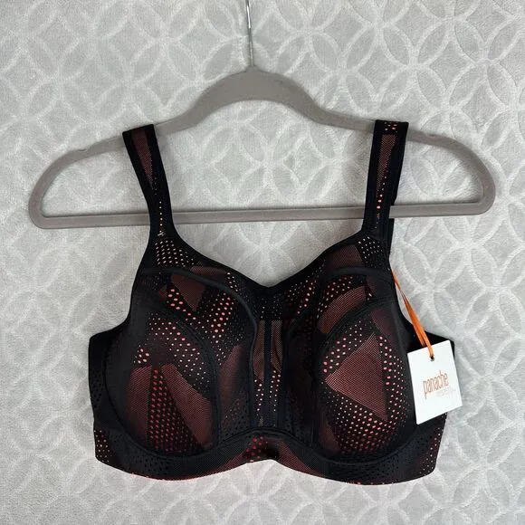 NEW Panache Sports Bra 34FF Power Black Coral Convertible Underwire High Impact
