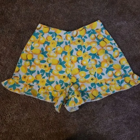 NEW ASOS• Wednesday's Girl Lemon Print Ruffled Bloomer Shorts