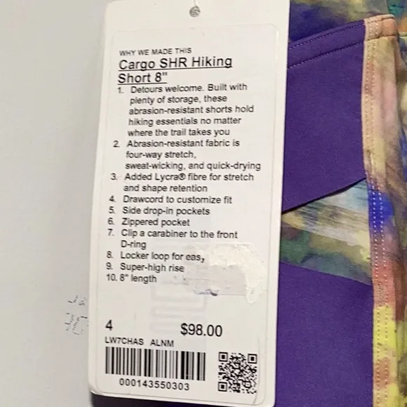 NWT Lululemon Cargo Super-High-Rise Hiking Short 8&quot;
