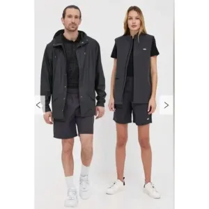 NWT RAINS Woven Black Unisex Shorts Straight Fit Adjustable Waist Zip Pocket XL