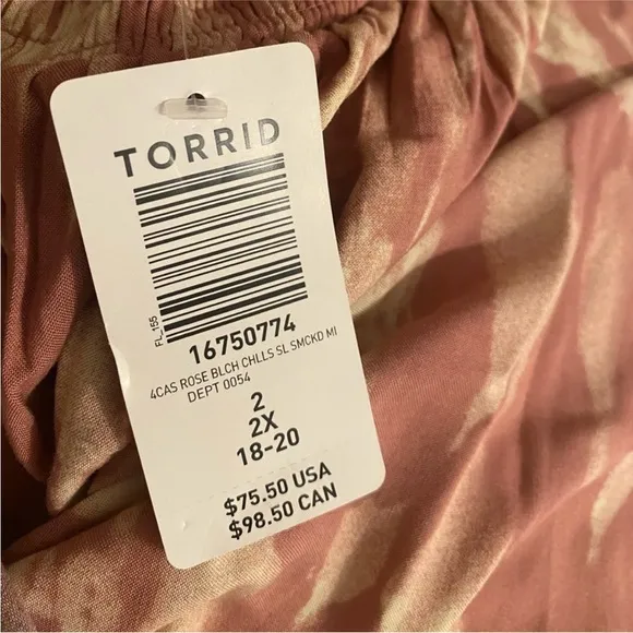 NWT! TORRID Ruffle Strap Midi Dress Challis Tie-Dye Rose - Size 2X