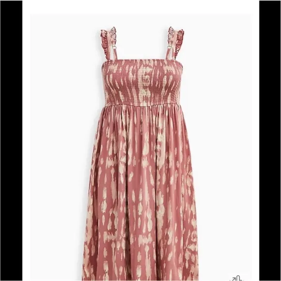 NWT! TORRID Ruffle Strap Midi Dress Challis Tie-Dye Rose - Size 2X