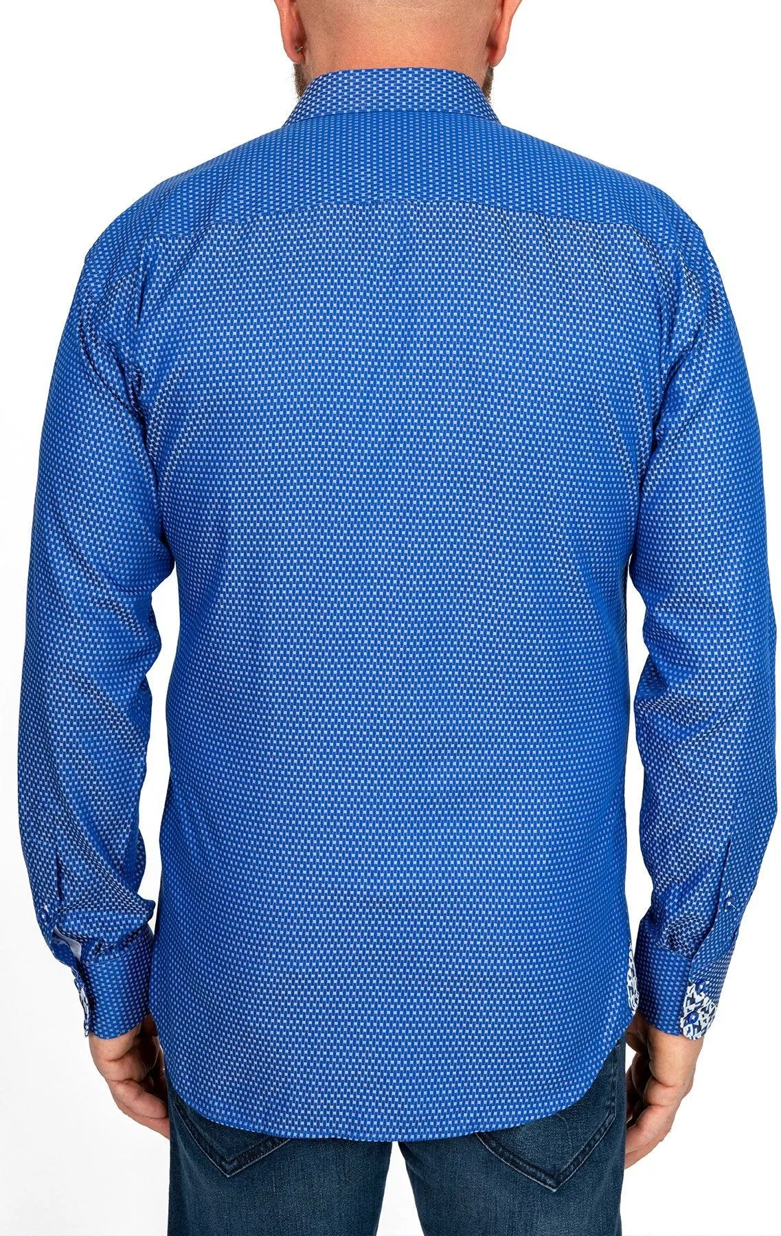 Ocean Blue Shirt With White Patterned Trim
