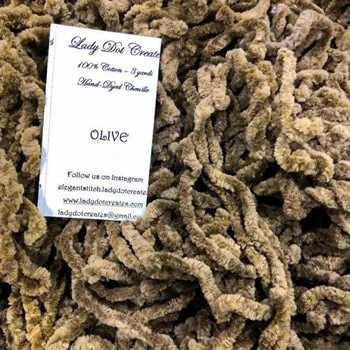 Olive Cotton Chenille - Lady Dots Creates Finishing Trims