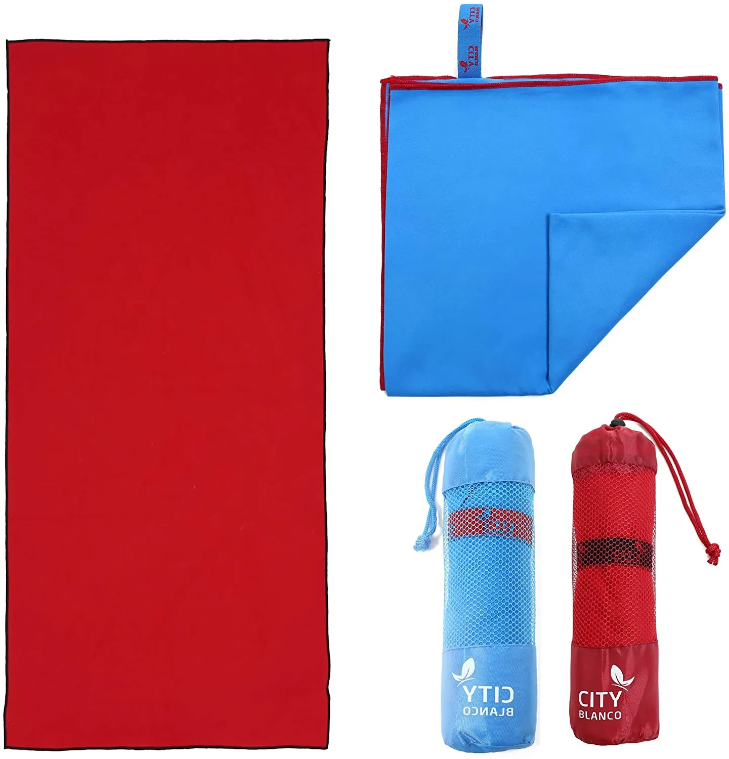 Oteas - 2 toallas de microfibra de secado rápido de 60.0 x 28.0 in para yoga, camping, viajes, playa, mochilero, gimnasio, deportes y natación, ligeras, de secado rápido y absorbentes