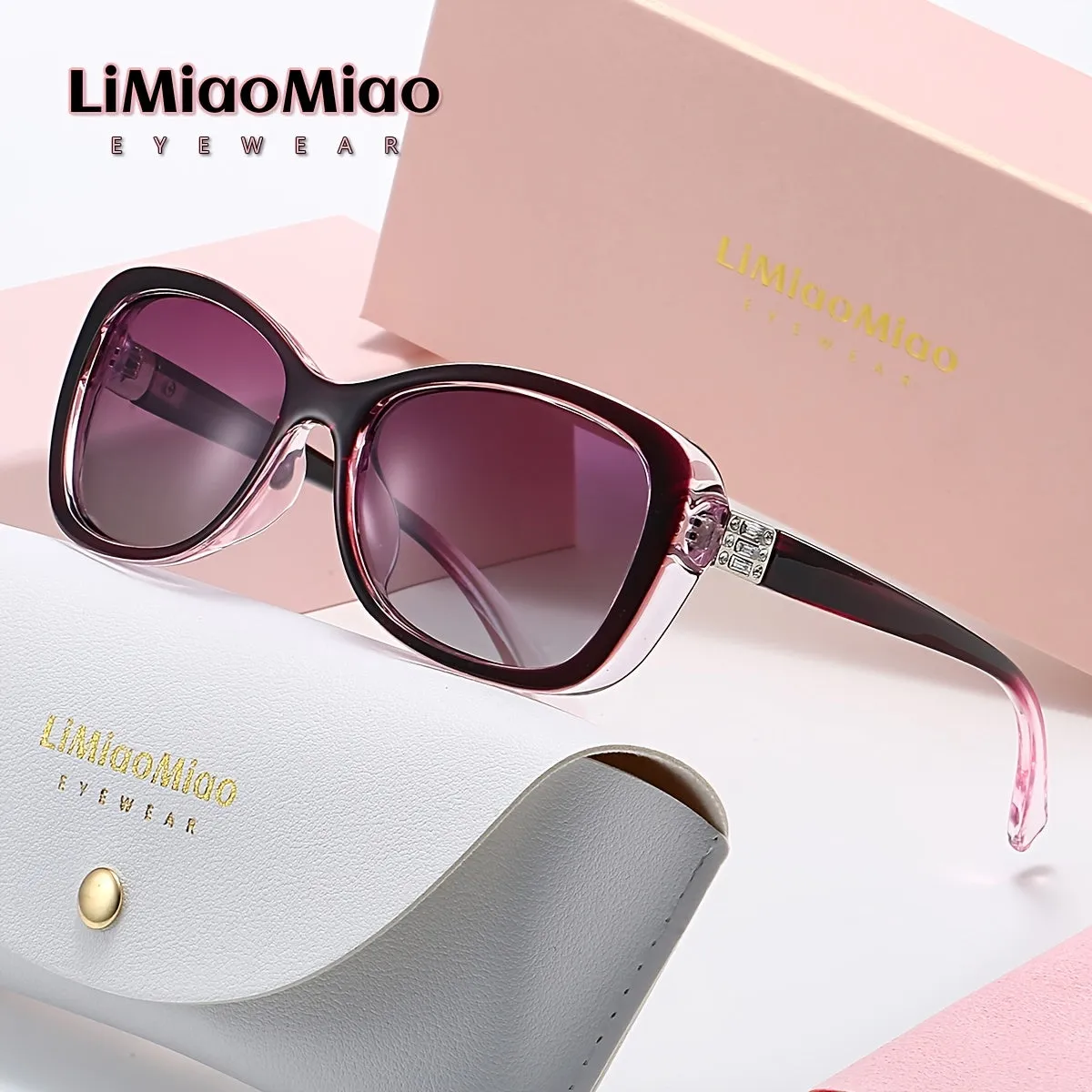 Oversized Rectangular Polarized Fashion Sunglasses – With Case and Cloth