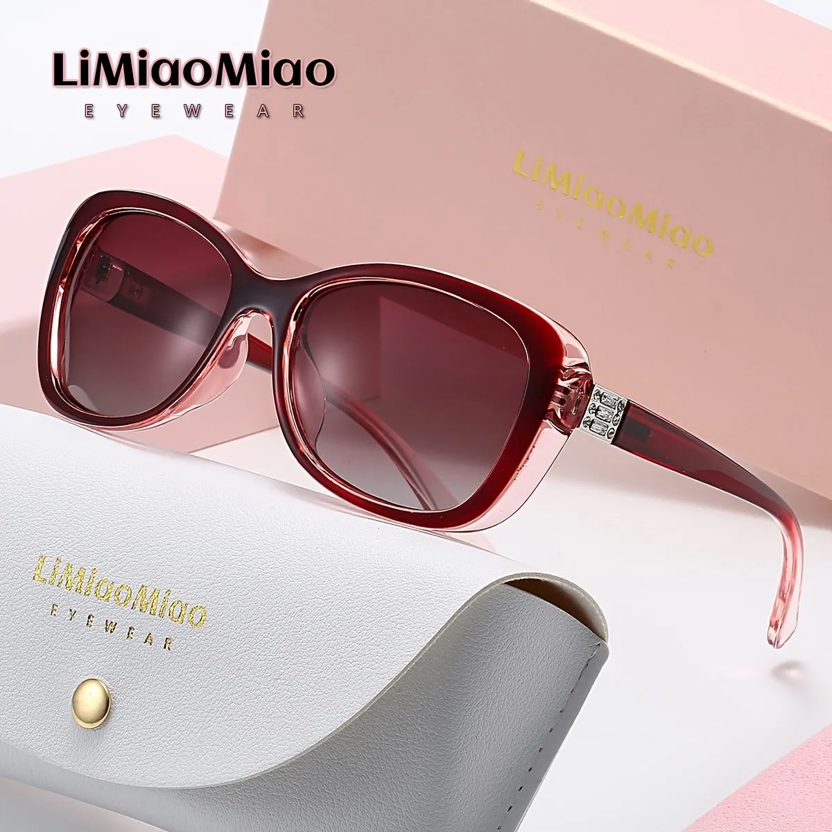 Oversized Rectangular Polarized Fashion Sunglasses – With Case and Cloth