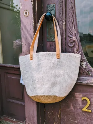 Pamba Shopper Basket - cream or white   navy