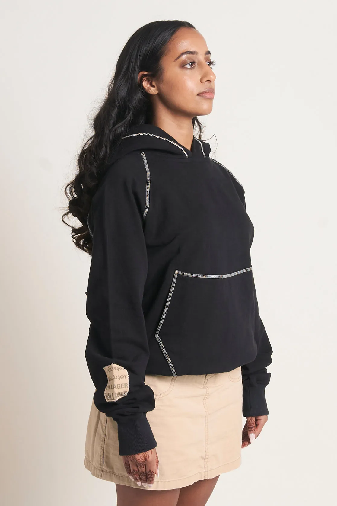 Patterned Hood Sweatshirt
