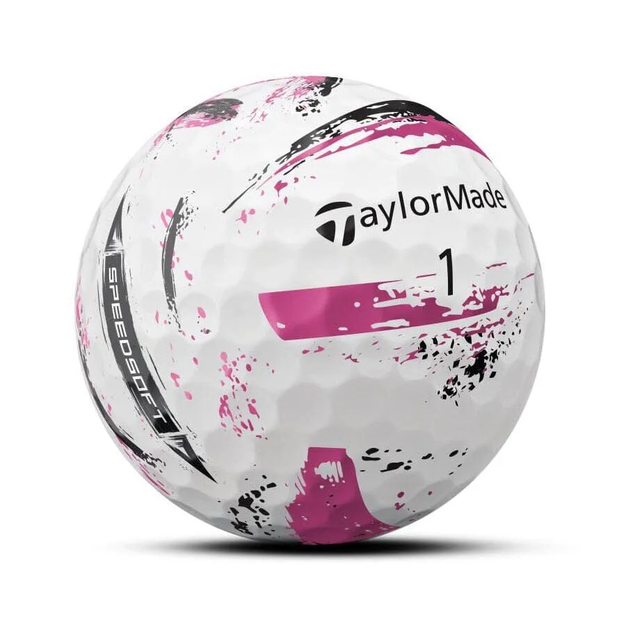 Pelotas de golf TaylorMade SpeedSoft Ink rosa, paquete de 12
