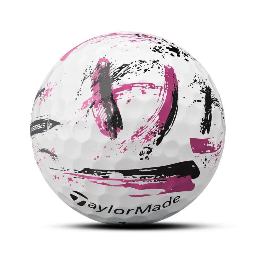 Pelotas de golf TaylorMade SpeedSoft Ink rosa, paquete de 12