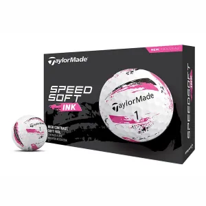 Pelotas de golf TaylorMade SpeedSoft Ink rosa, paquete de 12