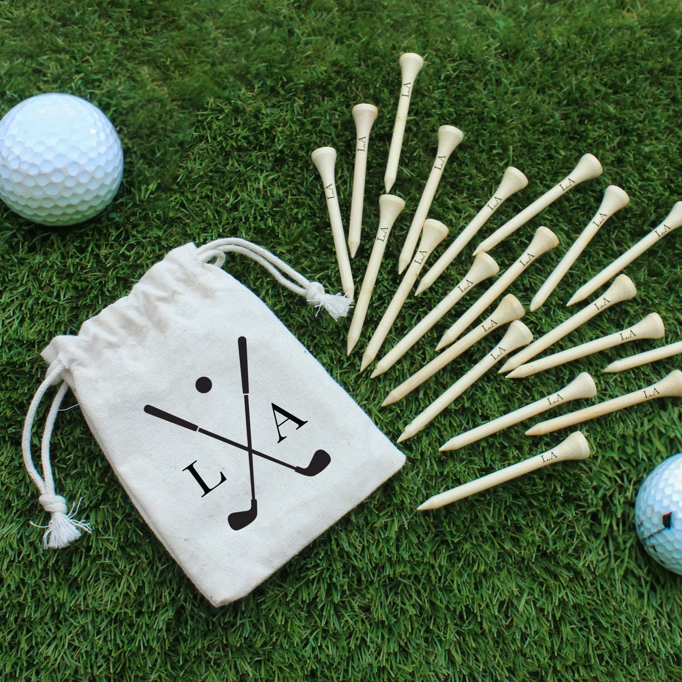Personalised Golf Tee’s in Drawstring Bag