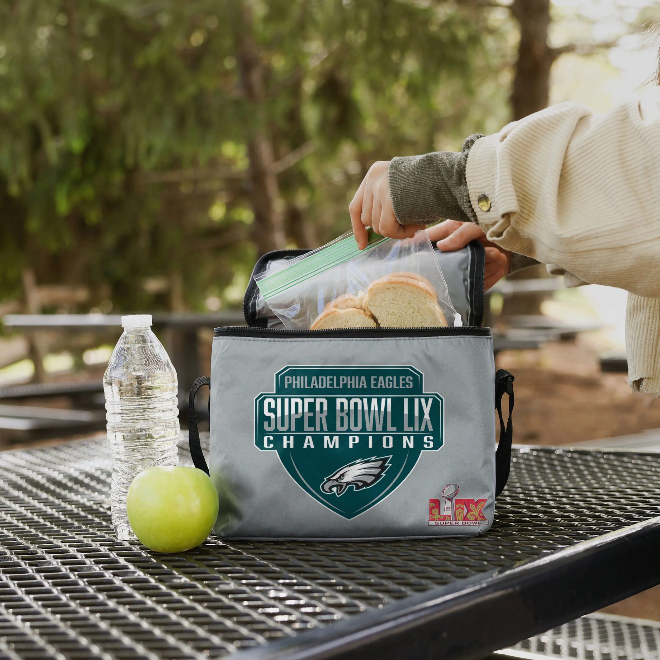 Philadelphia Eagles Super Bowl LIX Champions Big Logo Stripe 6 Pack Cooler