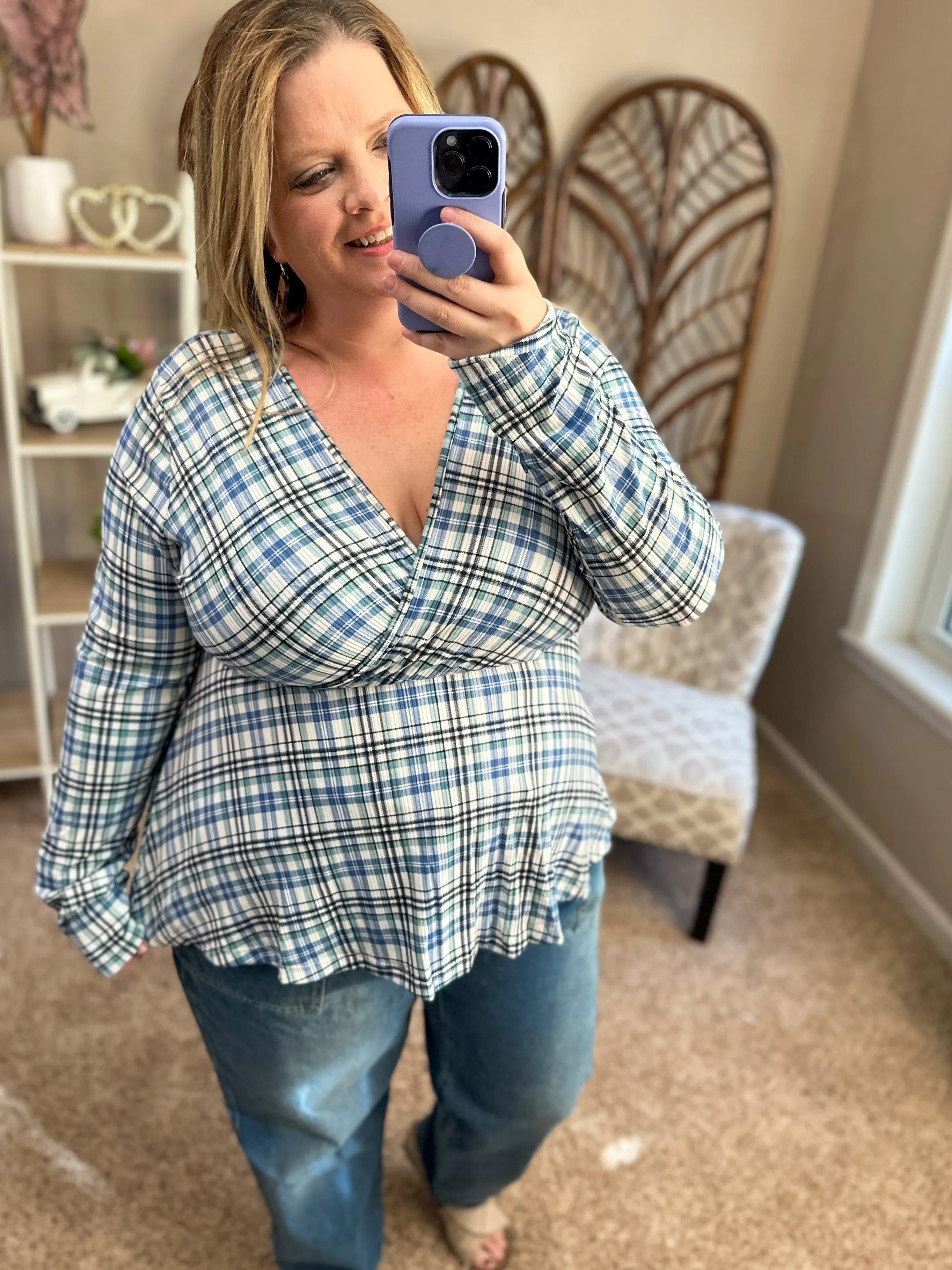 Picnic in the Park Top - Blue Plaid