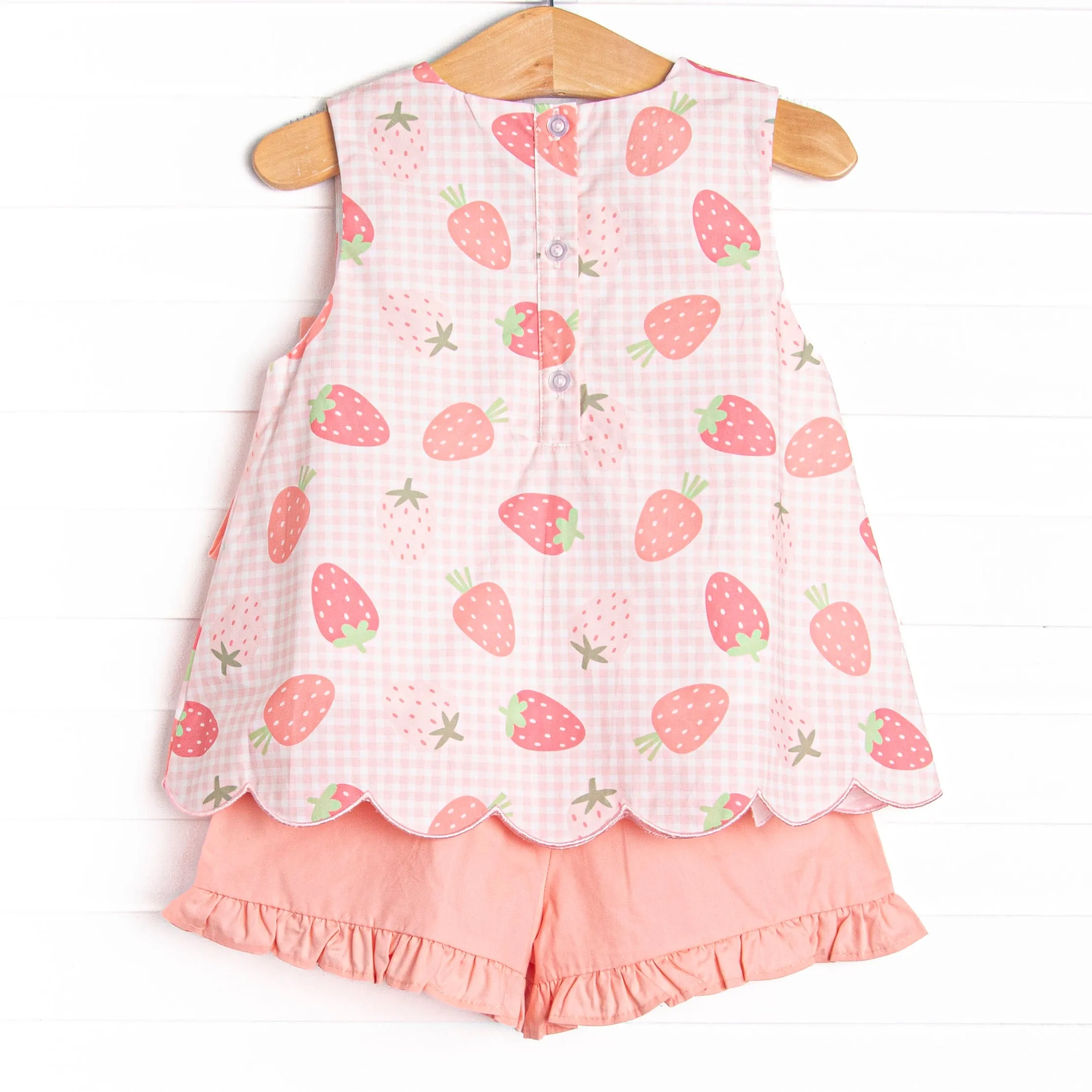 Pineberry Picnic Ruffle Short Set, Pink