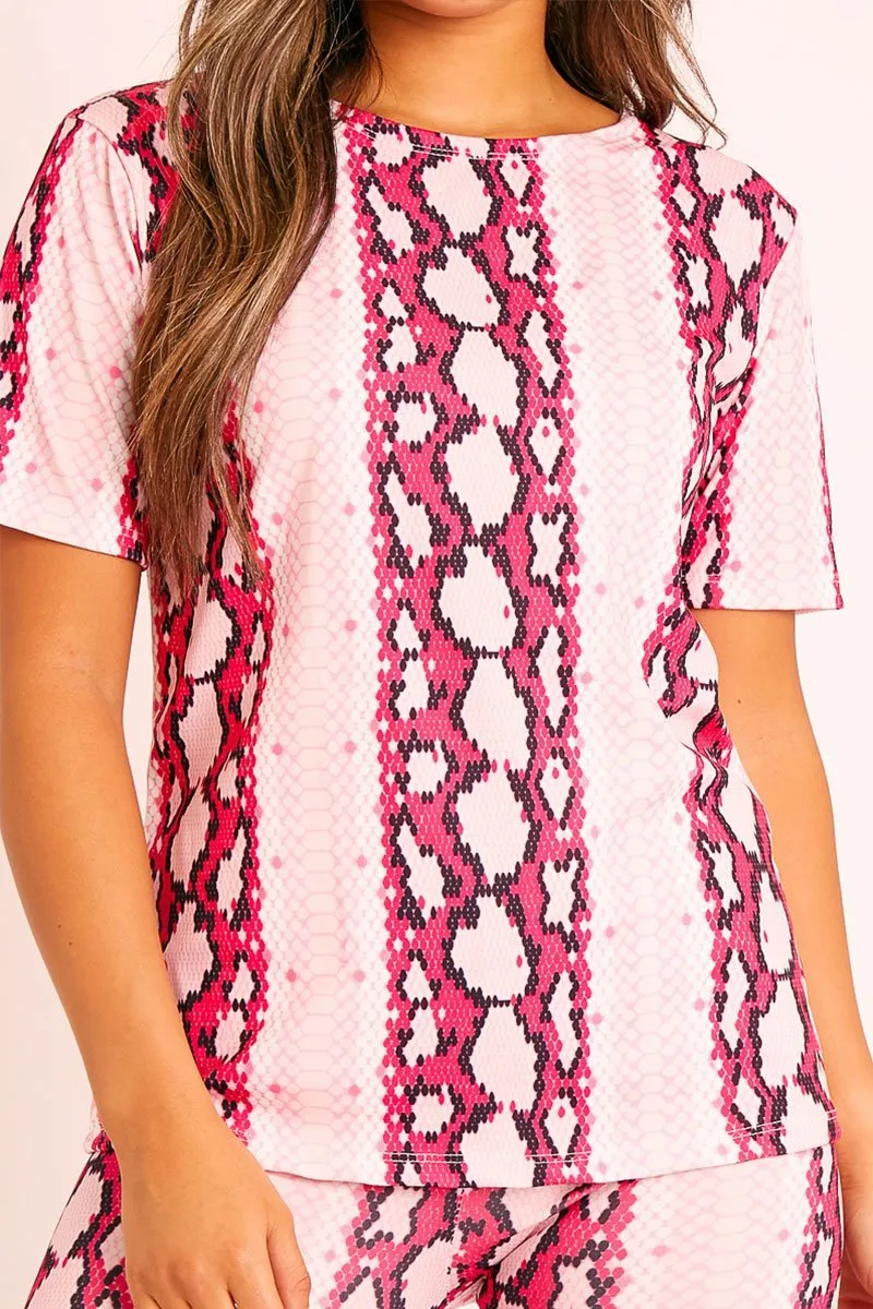 Pink Snake T-shirt Cycling Short Set - Alissandra