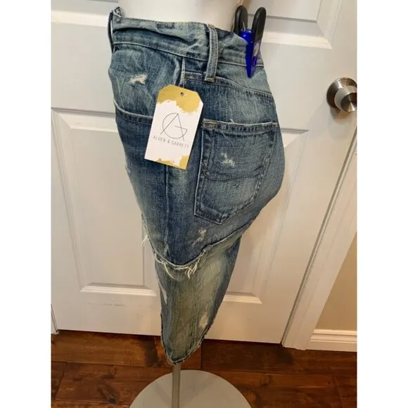 Polo Ralph Lauren Blue Distressed Denim Pencil Skirt, Size 6