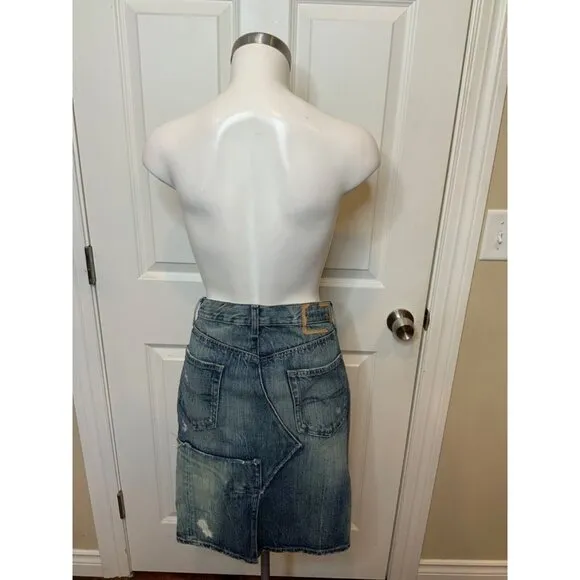 Polo Ralph Lauren Blue Distressed Denim Pencil Skirt, Size 6