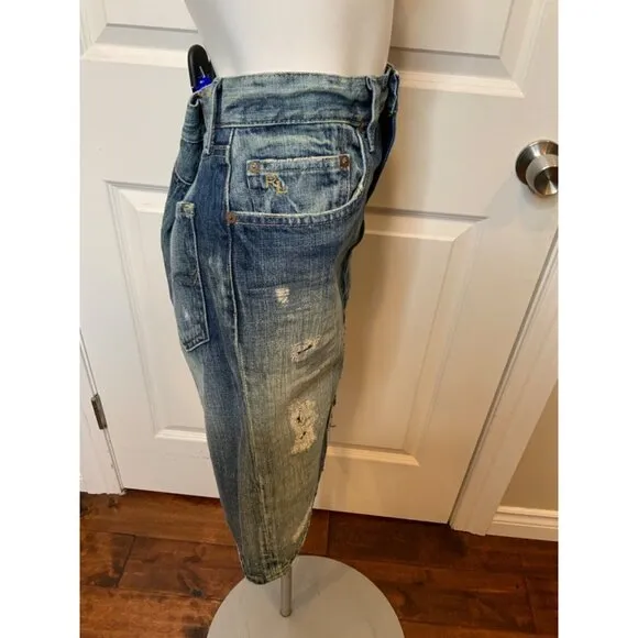 Polo Ralph Lauren Blue Distressed Denim Pencil Skirt, Size 6
