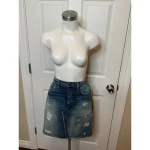 Polo Ralph Lauren Blue Distressed Denim Pencil Skirt, Size 6