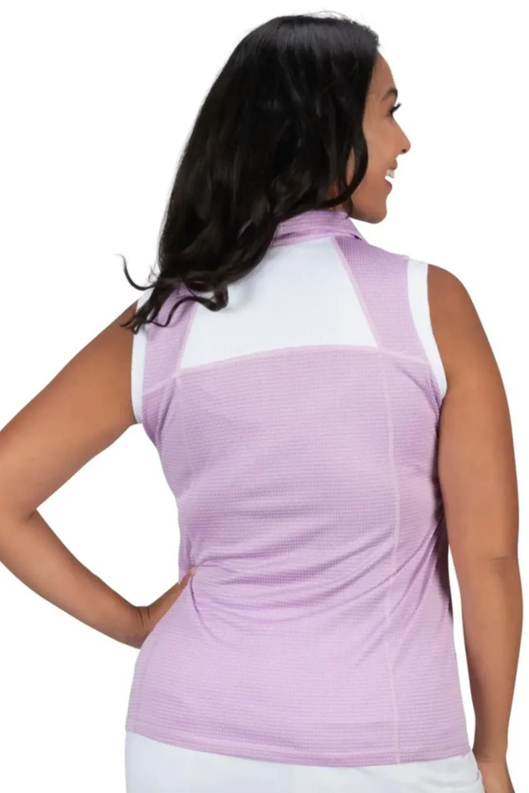 Polo S/M Zone Taille Plus (Lilas & Blanc) de Lopez