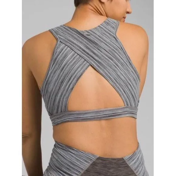 Prana | Lupita Crop Bra Top Yoga Workout Gray Open Back Sports Women Small